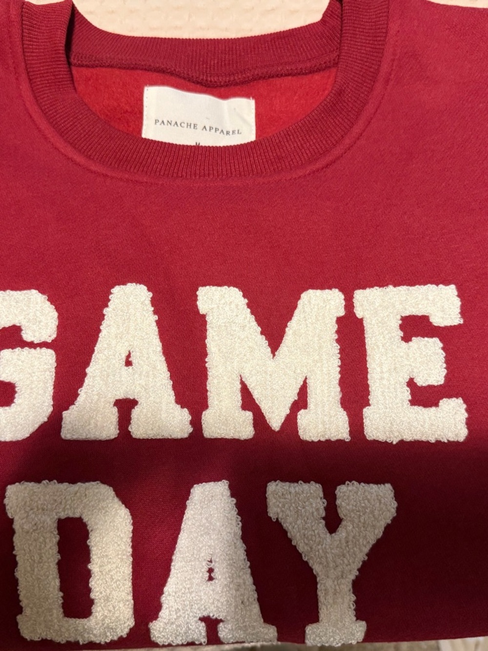 Panache Red Crewneck Sweatshirt with White Terry Graphic